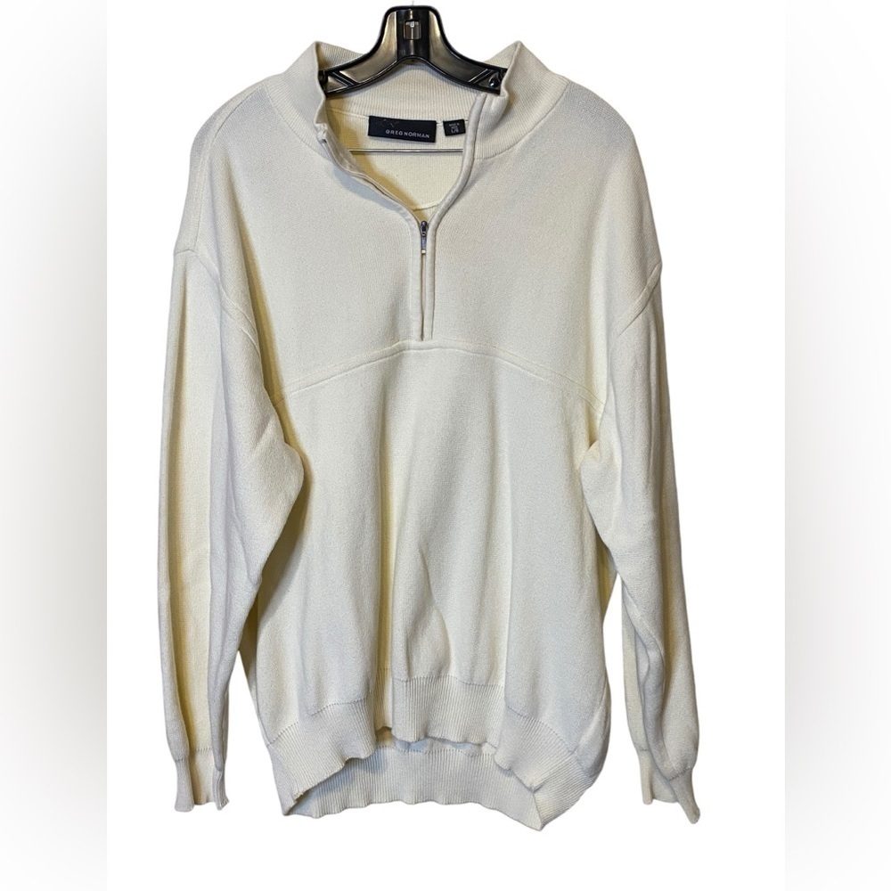 Greg Norman Cream Cotton 1/4 Zip Pullover Sweater Men’s Size L